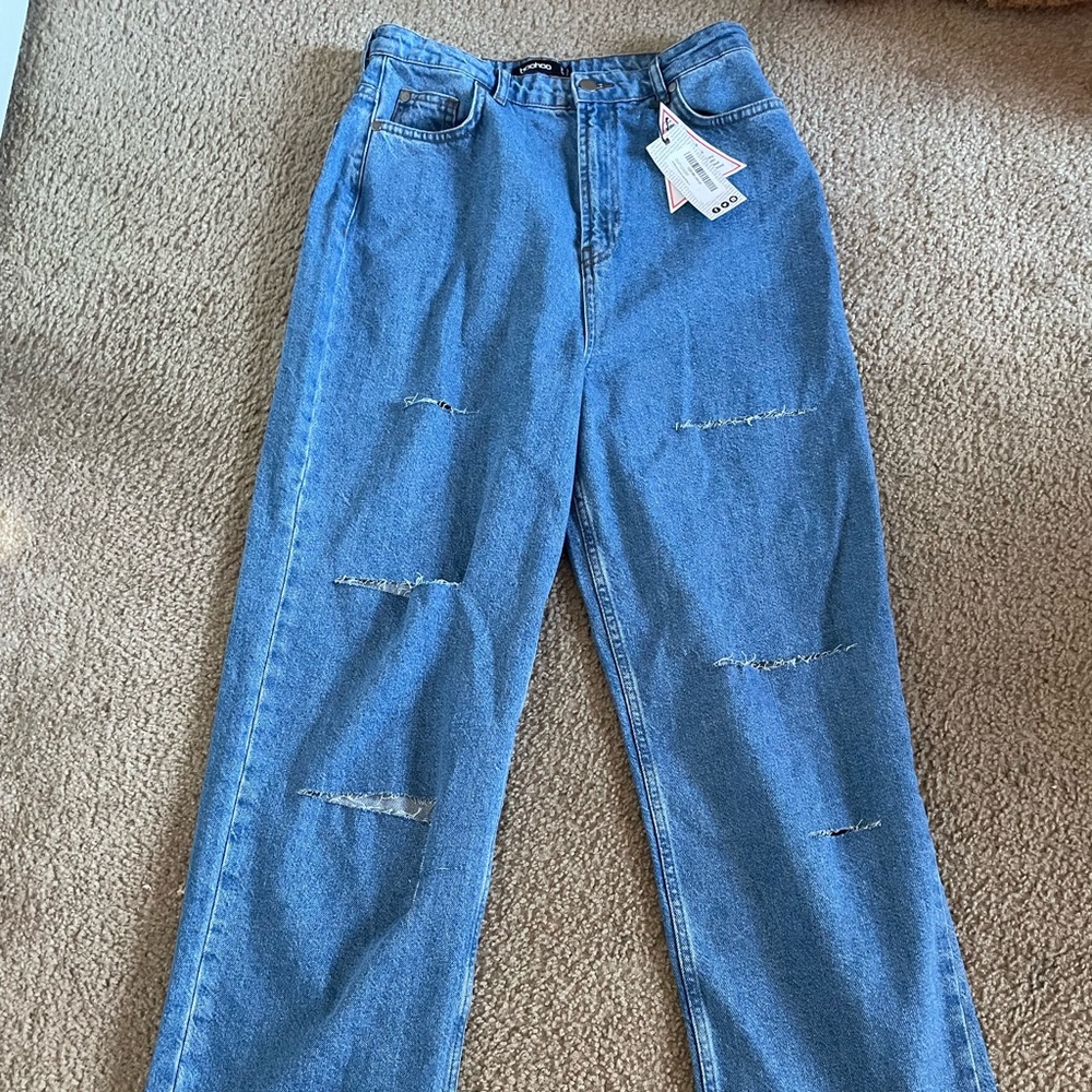 Oversized blue wide leg jeans From BooHoo